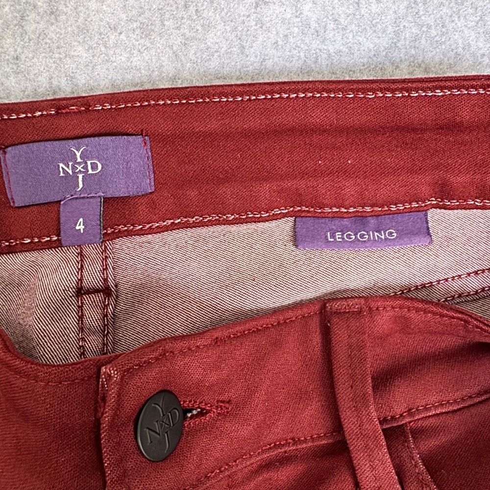 NYDJ Legging Jeans Women's 4 Burgundy Wine Stretch Skinny Made USA Soft Denim - Picture 5 of 11